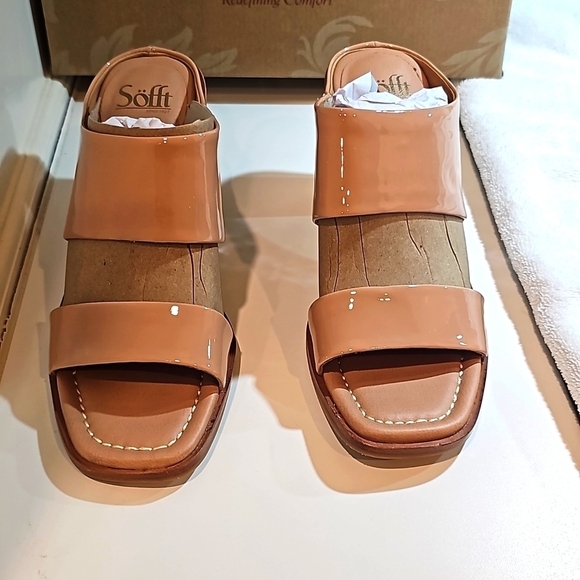 NWT Sofft Sheila Sandal 3 1/4" blocked heel, angled square toe. Pink Rose  9M - Picture 3 of 8